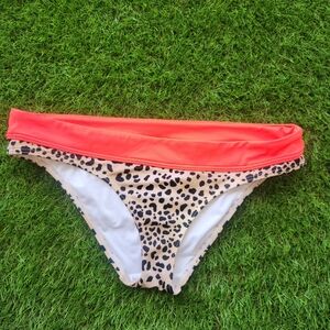 Victoria Secreat, medim bikini bottoms, coral and leopard color.